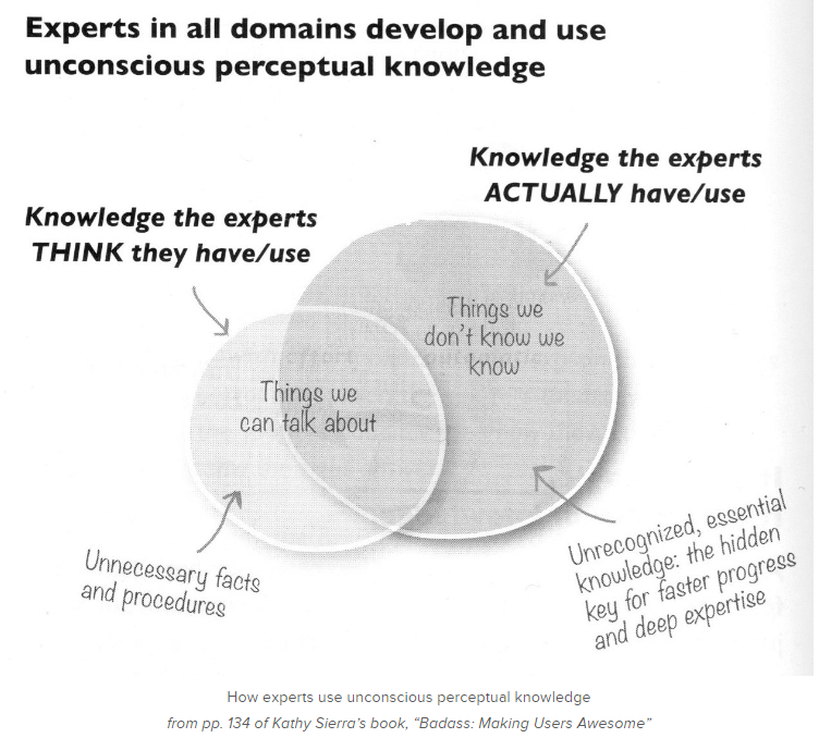 Venn Diagram of knowledge when learning and knowledge from experts